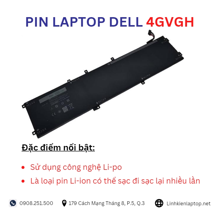 Đặc điểm và thông số của pin laptop dell 4GVGH