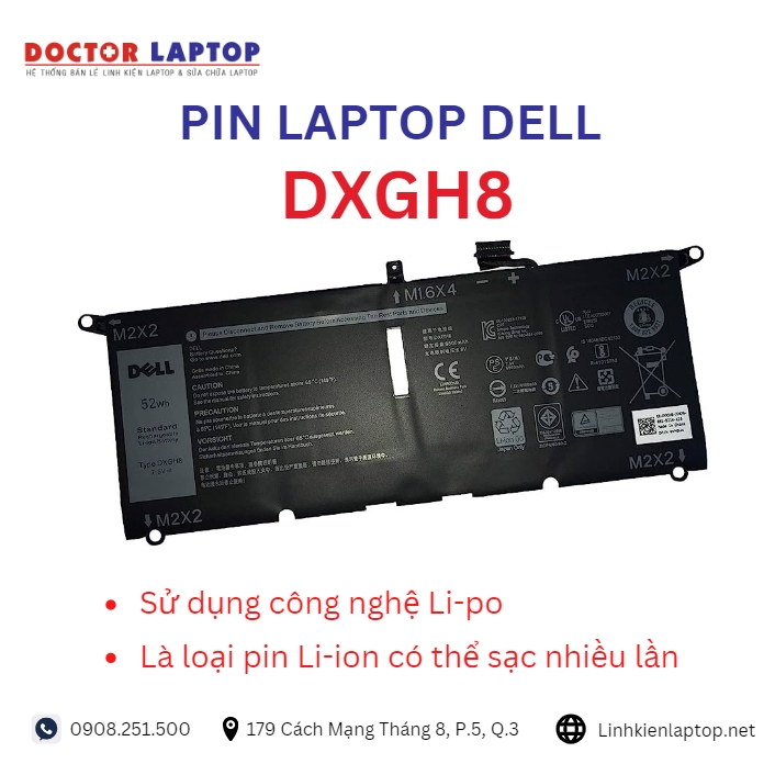 Đặc điểm và thông số của pin laptop dell DXGH8