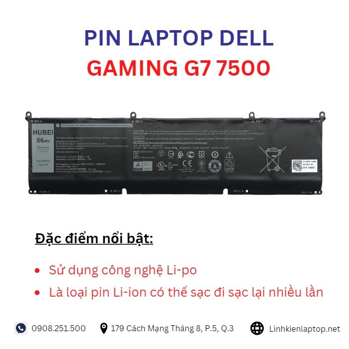 Đặc điểm và thông số của pin laptop dell gaming G7 7500