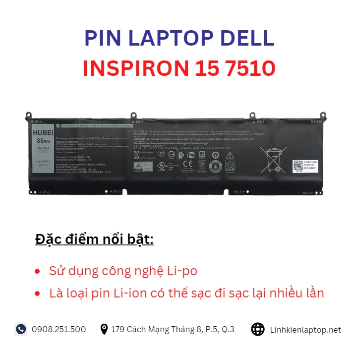 Đặc điểm và thông số của pin laptop dell inspiron 15 7510