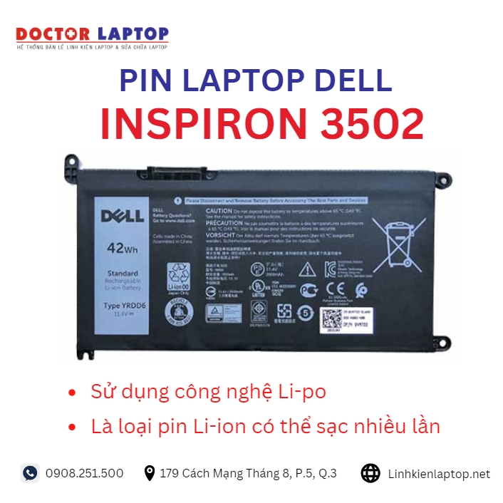 Đặc điểm và thông số của pin laptop dell inspiron 3502