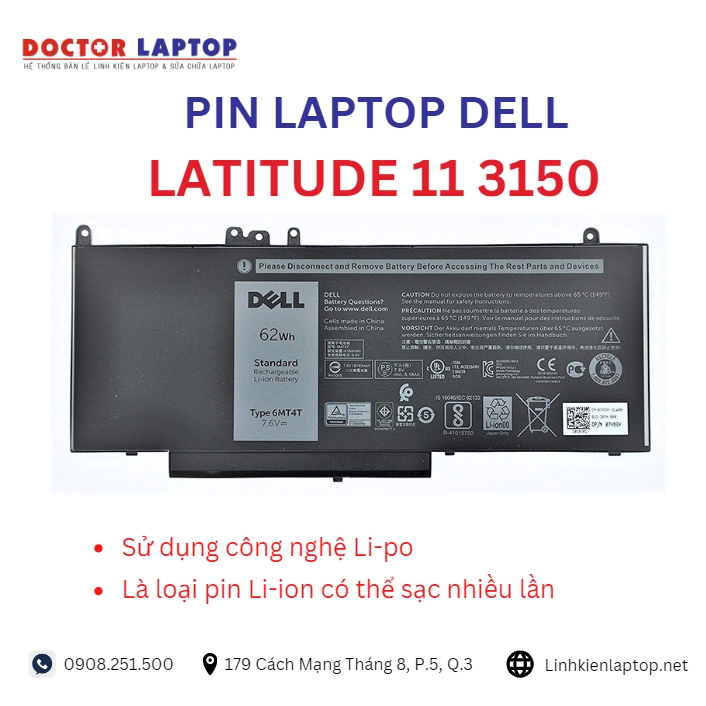 Đặc điểm và thông số của pin laptop dell latitude 11 3150