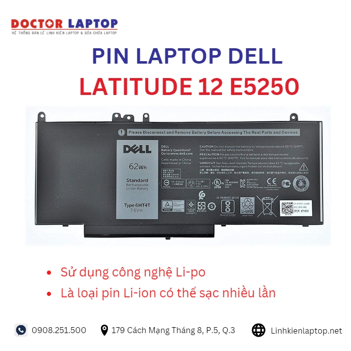 Đặc điểm và thông số của pin laptop dell latitude 12 E5250