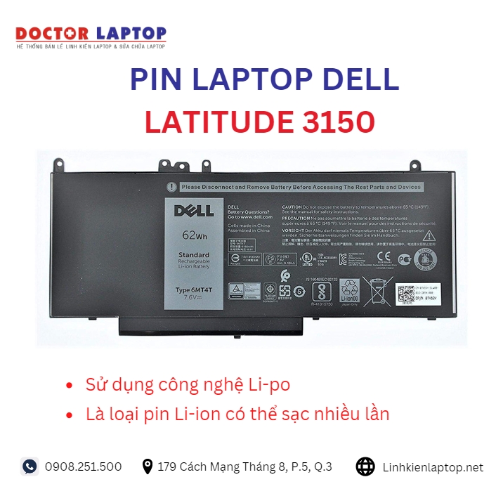 Đặc điểm và thông số của pin laptop dell latitude 3150