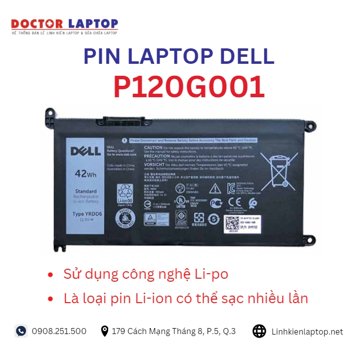 Đặc điểm và thông số của pin laptop dell P120G001