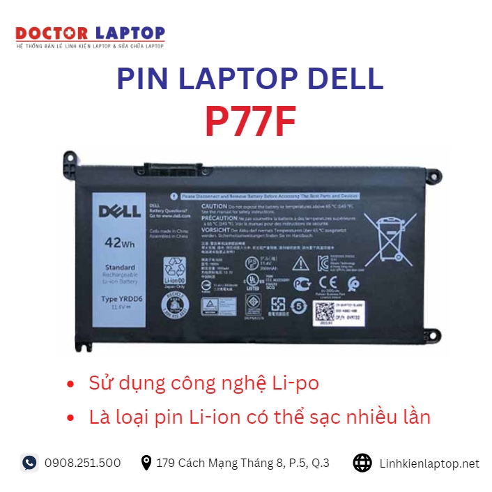 Đặc điểm và thông số của pin laptop dell P77F