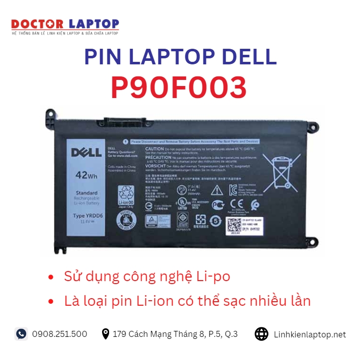 Đặc điểm và thông số của pin laptop dell P90F003