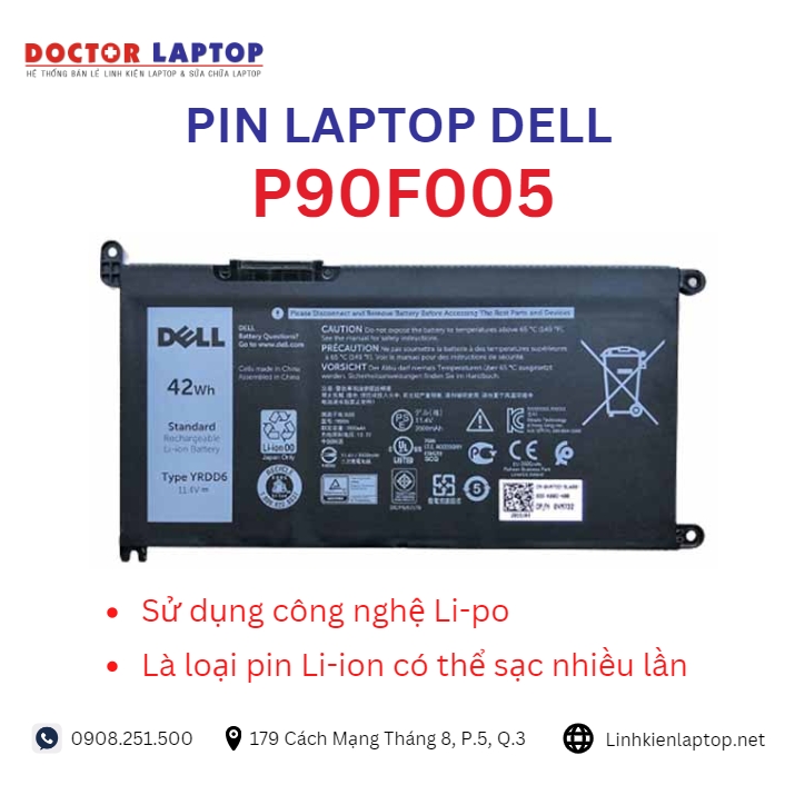 Đặc điểm và thông số của pin laptop dell P90F005