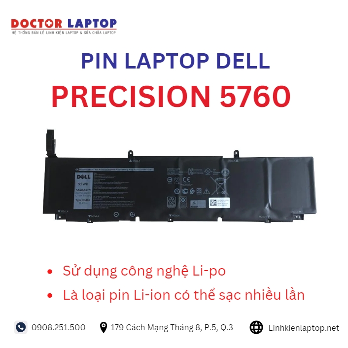 Đặc điểm và thông số của pin laptop dell precision 5760