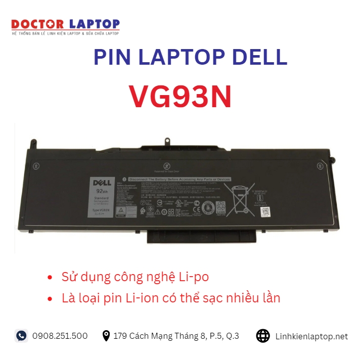 Đặc điểm và thông số của pin laptop dell VG93N