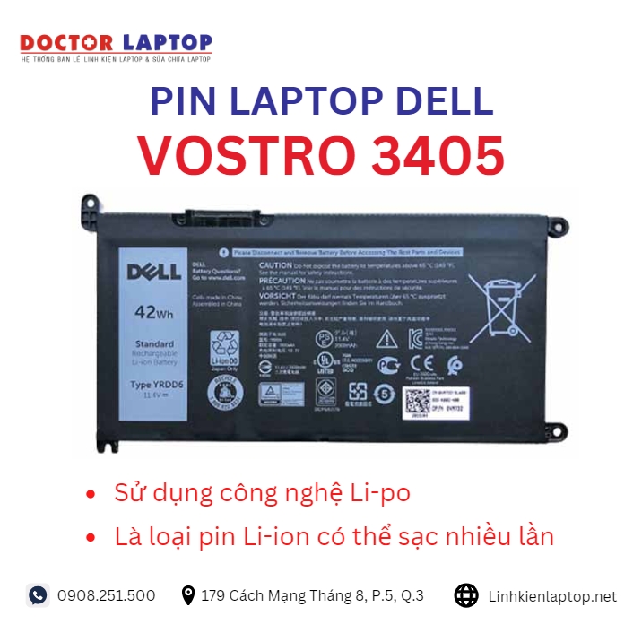 Đặc điểm và thông số của pin laptop dell vostro 3405