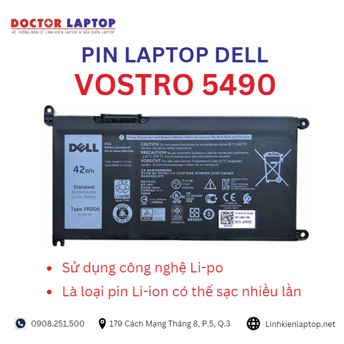 Đặc điểm và thông số của pin laptop dell vostro 5490