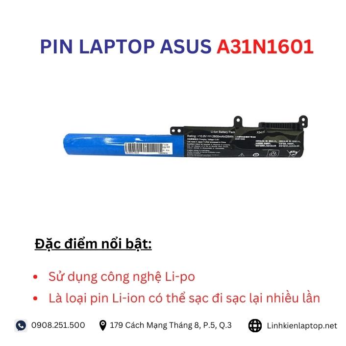 Đặc điểm và thông số của pin laptop Asus A31N1601