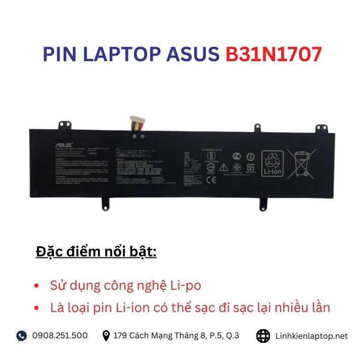 Đặc điểm và thông số của pin laptop Asus B31N1707