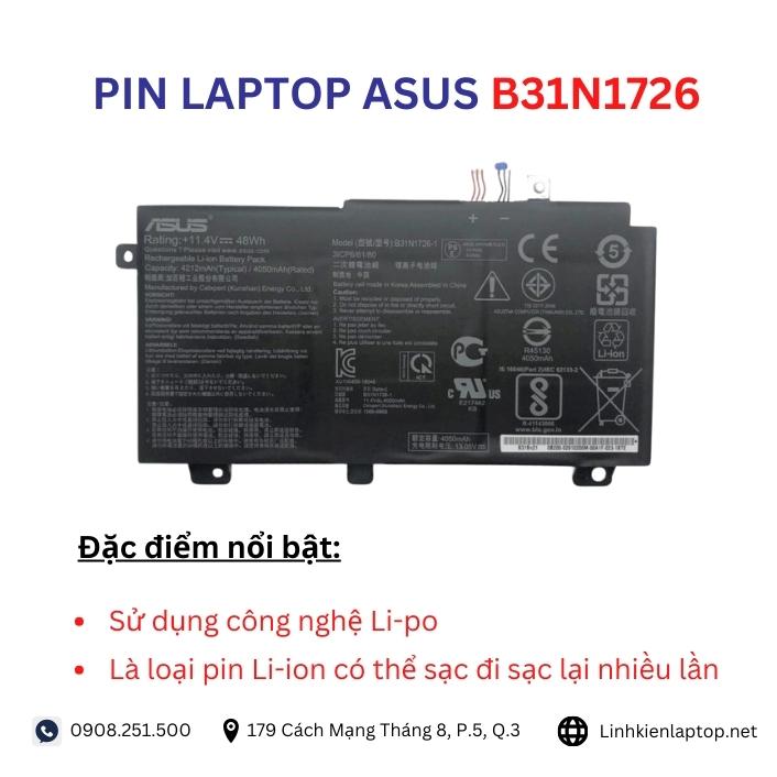 Đặc điểm và thông số của pin laptop Asus B31N1726