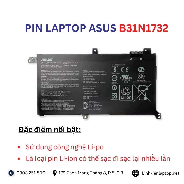 Đặc điểm và thông số của pin laptop Asus B31N1732