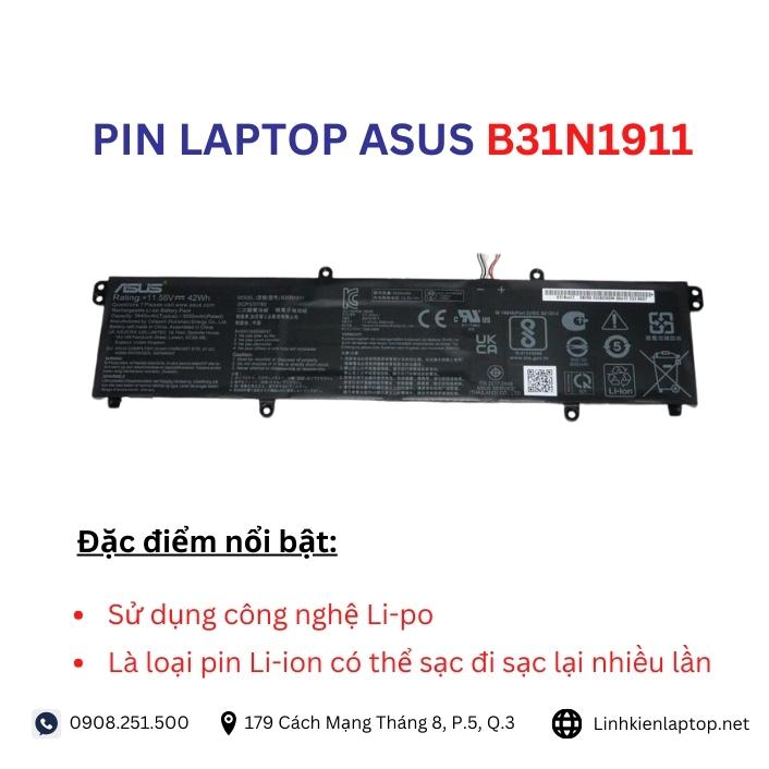 Đặc điểm và thông số của pin laptop Asus B31N1911