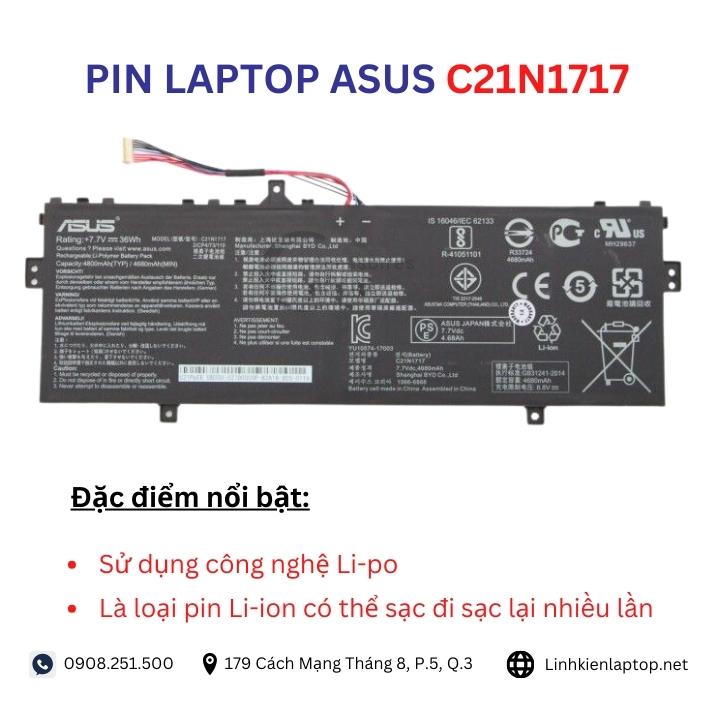 Đặc điểm và thông số của pin laptop Asus C21N1717