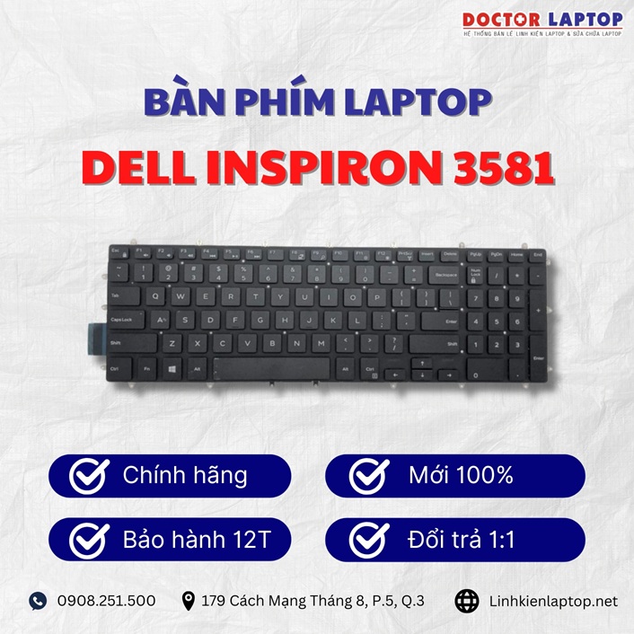 Gioi thieu ve ban phim laptop Dell Inspiron 3581