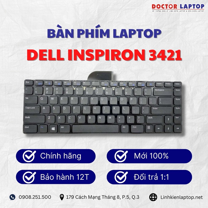 Gioi thieu ve ban phim laptop Dell Inspiron 3421
