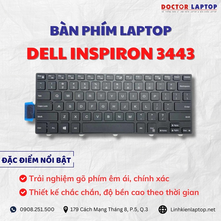 Cung cap thay ban phim laptop Dell Inspiron 3443 chinh hang gia tot nhat