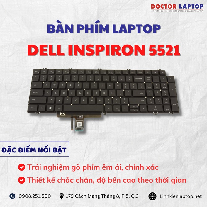 Cung cap thay ban phim laptop Dell Inspiron 5521 chinh hang gia tot nhat