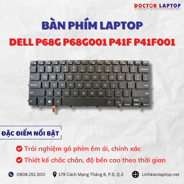 Cung cap thay ban phim laptop Dell P68G P68G001 P41F P41F001 chinh hang gia tot nhat