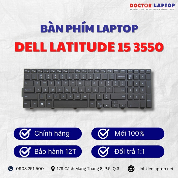 Gioi thieu ve ban phim laptop Dell Latitude 15 3550