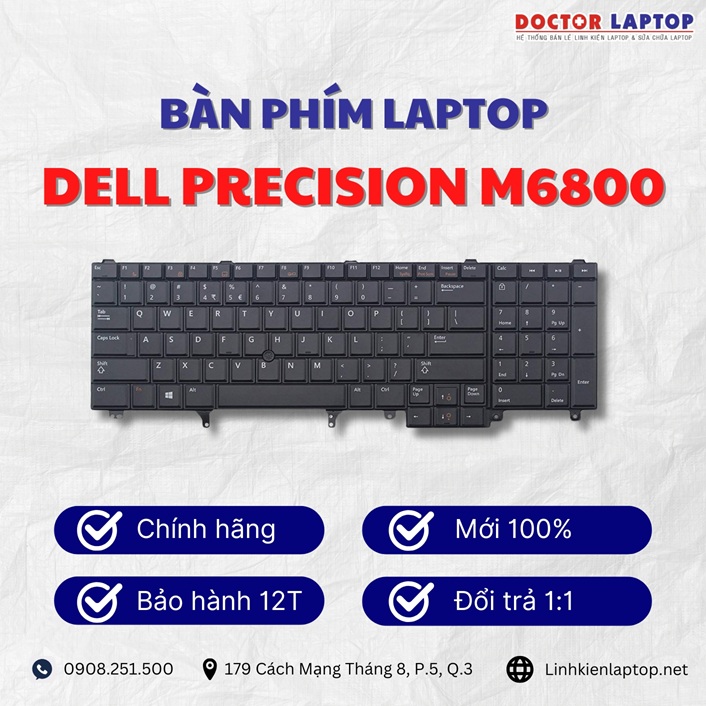 Gioi thieu ve ban phim laptop Dell Precision M6800