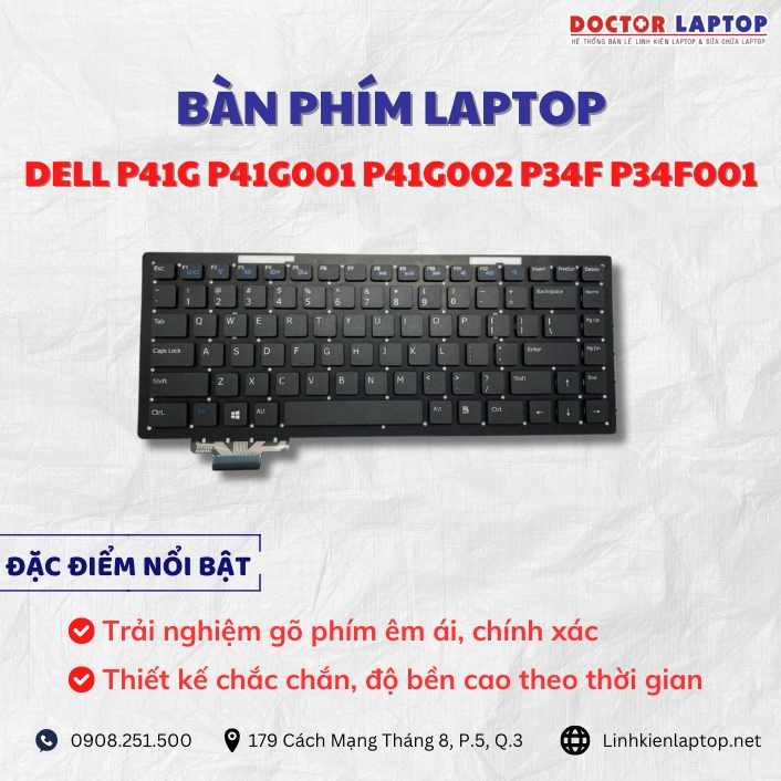 Cung cap thay ban phim laptop Dell P41G P41G001 P41G002 P34F P34F001 chinh hang gia tot nhat
