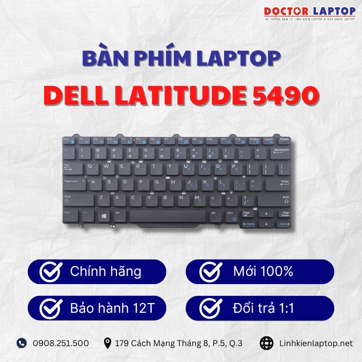 Gioi thieu ve ban phim laptop Dell Latitude 5490