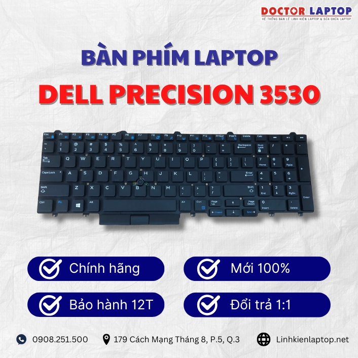 Gioi thieu ve ban phim laptop Dell Precision 3530