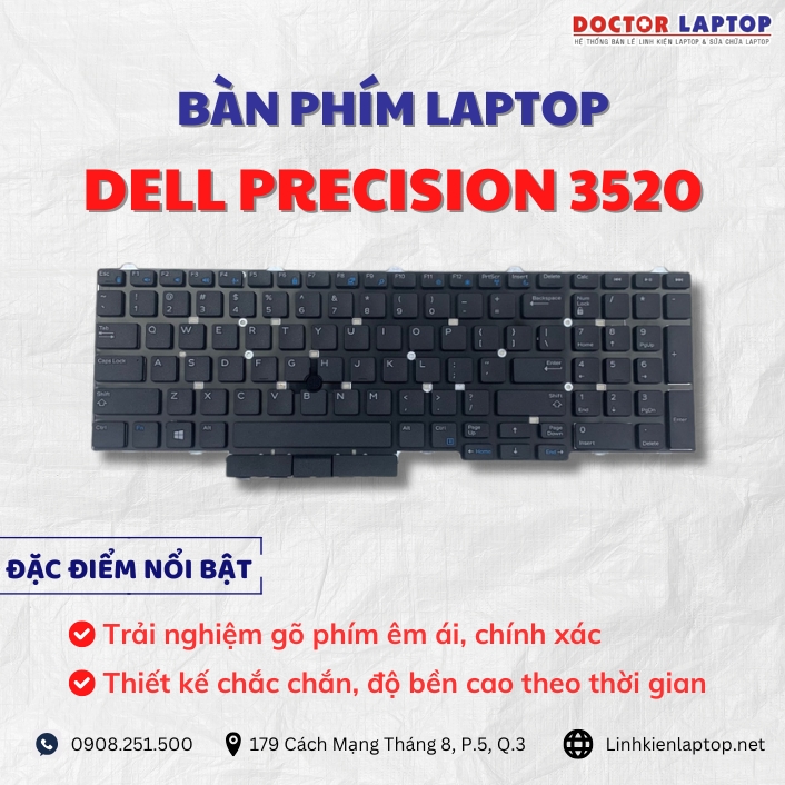 Cung cap thay ban phim laptop Dell Precision 3520 chinh hang gia tot nhat