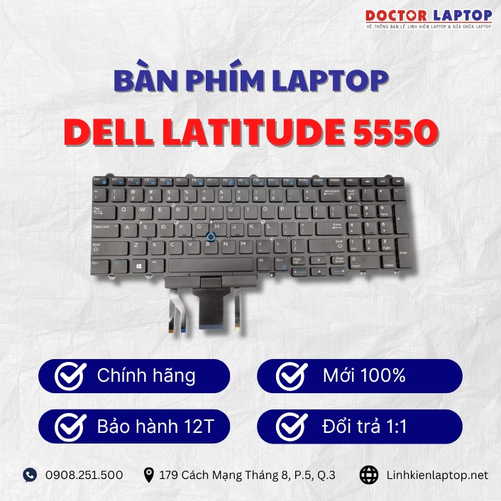 Gioi thieu ve ban phim laptop Dell Latitude 5550