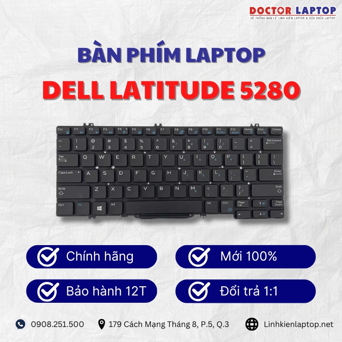 Gioi thieu ve ban phim laptop Dell Latitude 5280