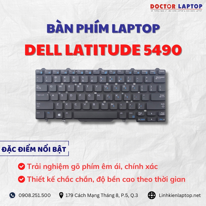 Cung cap thay ban phim laptop Dell Latitude 5490 chinh hang gia tot nhat