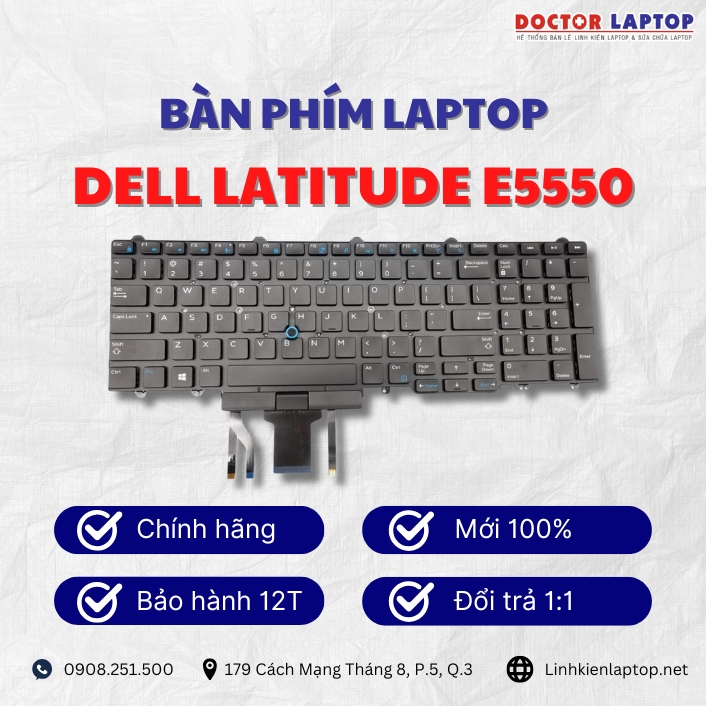Gioi thieu ve ban phim laptop Dell Latitude E5550