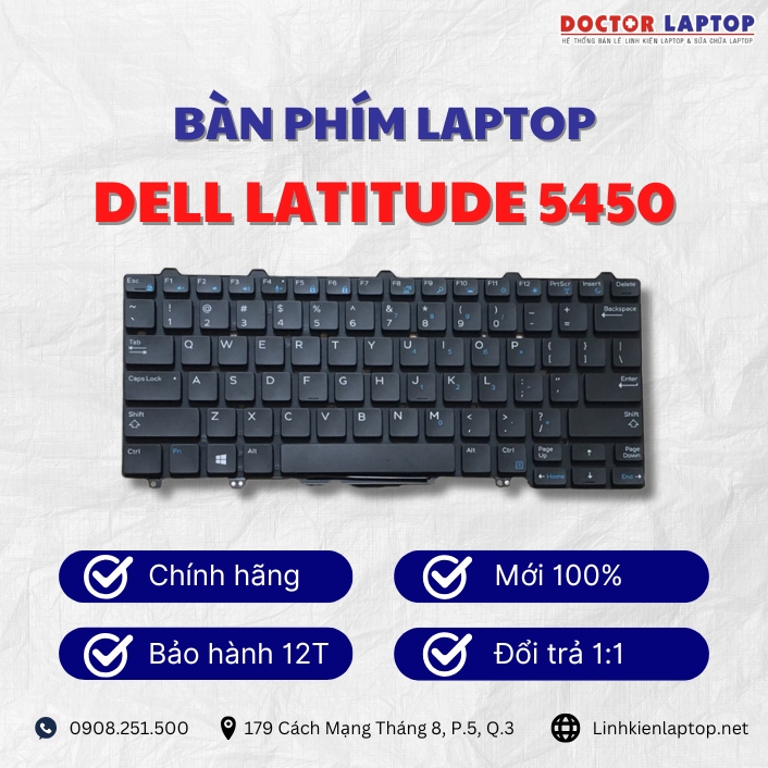 Gioi thieu ve ban phim laptop Dell Latitude 5450