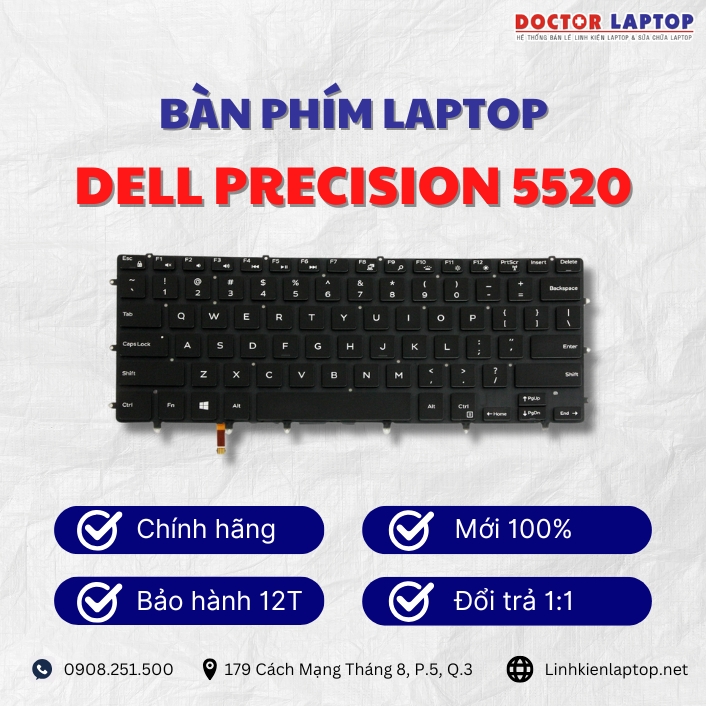 Gioi thieu ve ban phim laptop Dell Precision 5520