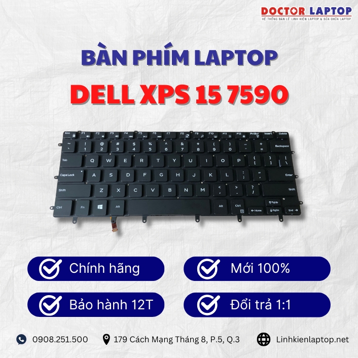 Gioi thieu ve ban phim laptop Dell XPS 15 7590