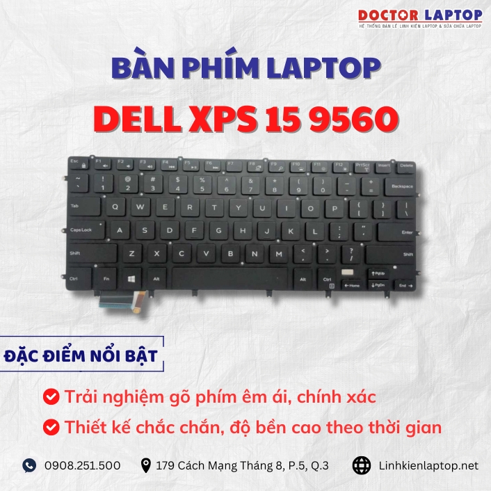 Cung cap thay ban phim laptop Dell XPS 15 9560 chinh hang gia tot nhat