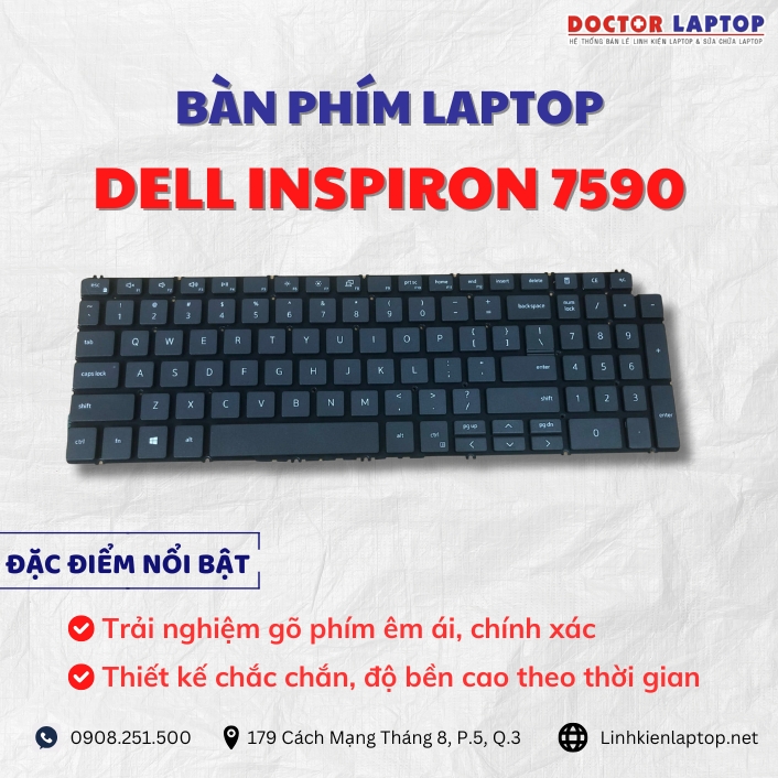 Cung cap thay ban phim laptop Dell Inspiron 7590 chinh hang gia tot nhat