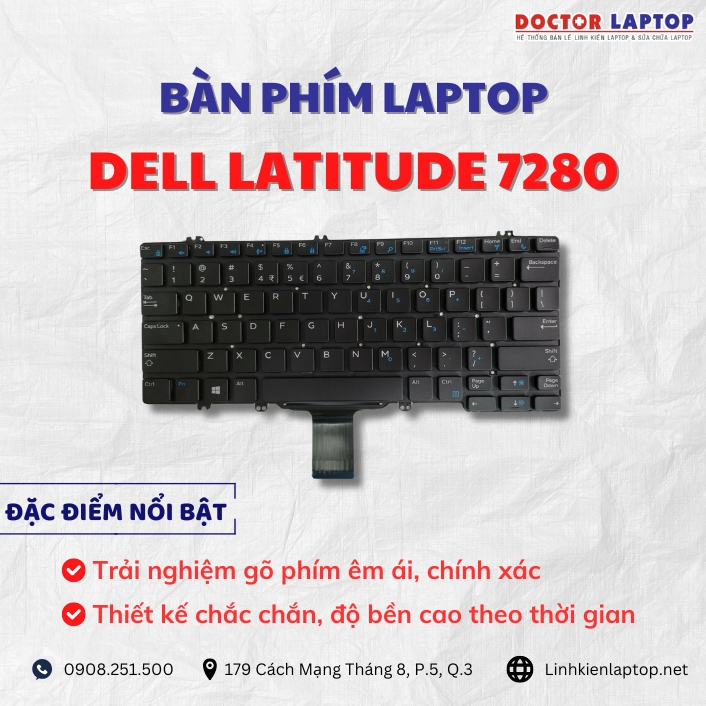 cung cap thay ban phim laptop dell latitude 7280 chinh hang gia tot nhat