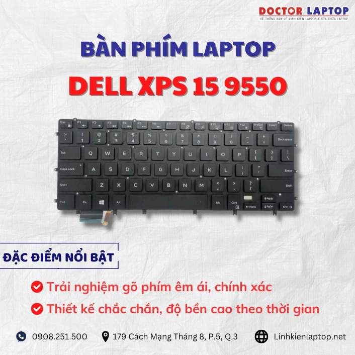 Cung cap thay ban phim laptop Dell XPS 15 9550 chinh hang gia tot nhat