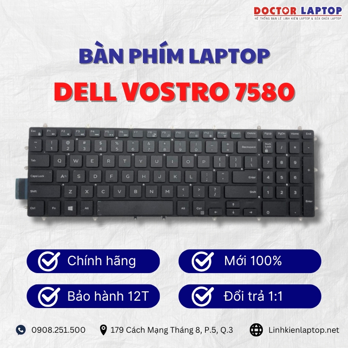 Gioi thieu ve ban phim laptop Dell Vostro 7580
