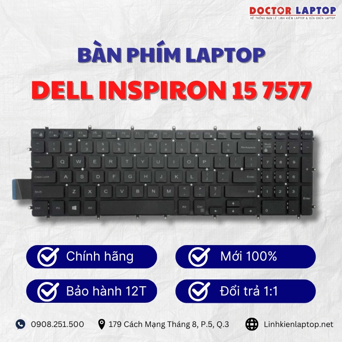 Gioi thieu ve ban phim laptop Dell Inspiron 15 7577