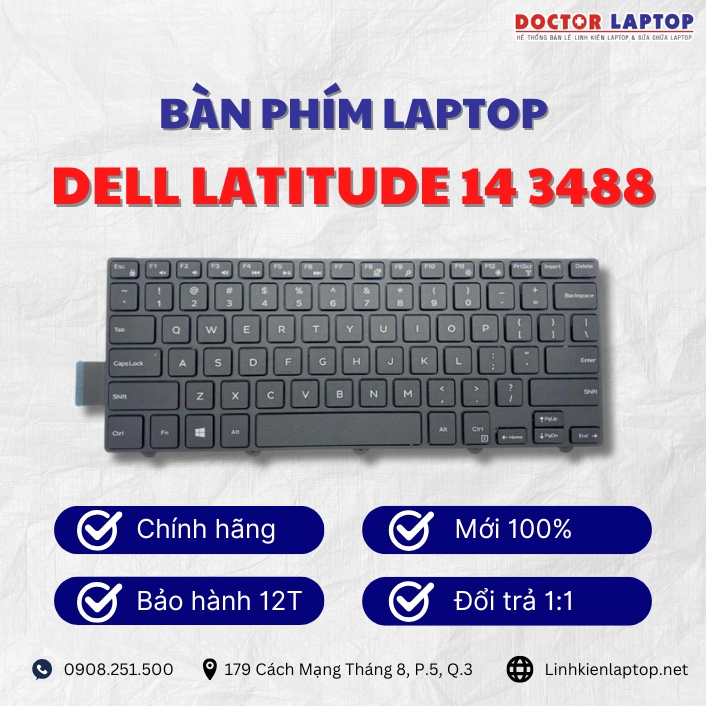 Gioi thieu ve ban phim laptop Dell Latitude 14 3488