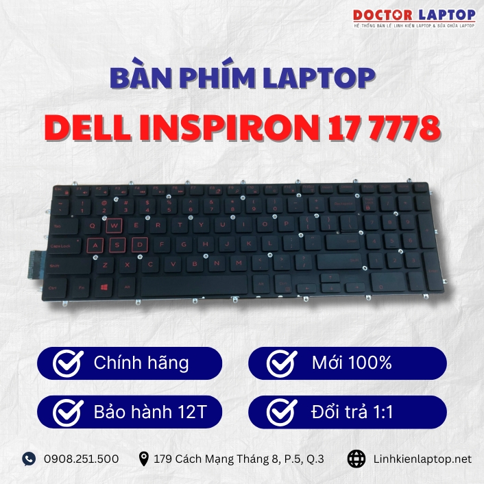 Gioi thieu ve ban phim laptop Dell Inspiron 17 7778
