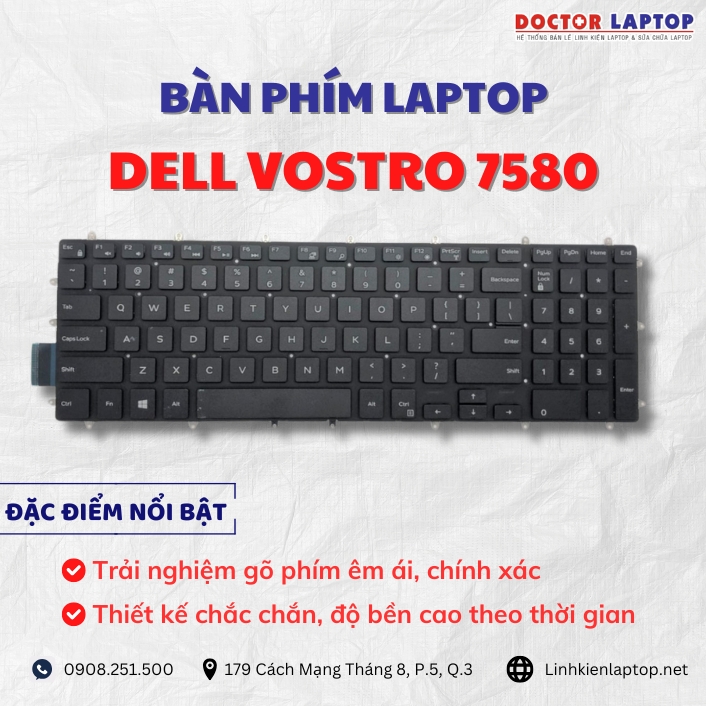 Cung cap thay ban phim laptop Dell Vostro 7580 chinh hang gia tot nhat