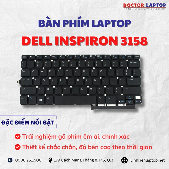Cung cap thay ban phim laptop Dell Inspiron 3158 chinh hang gia tot nhat